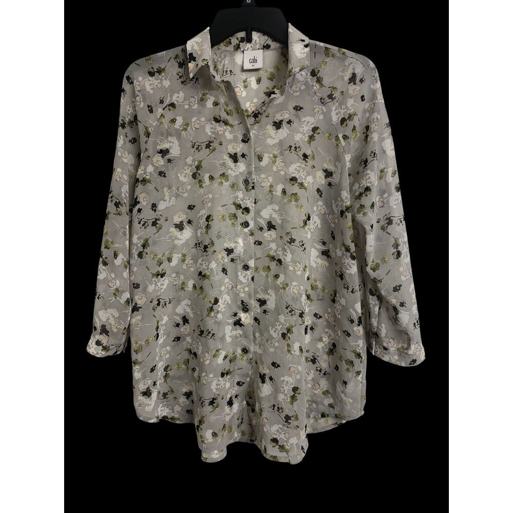 Cabi #5204 XS Sheer Lightweight Floral Flowy Blouse Coastal Grandma